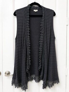 Eyeshadow 18/20W Charcoal Lace Crochet Tunic Top Plus Size Boho Gothic